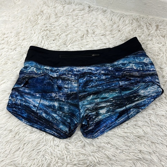 Lululemon Speed Up Short *Long 4" Shorelines Multi Blue / Black - Picture 3 of 5